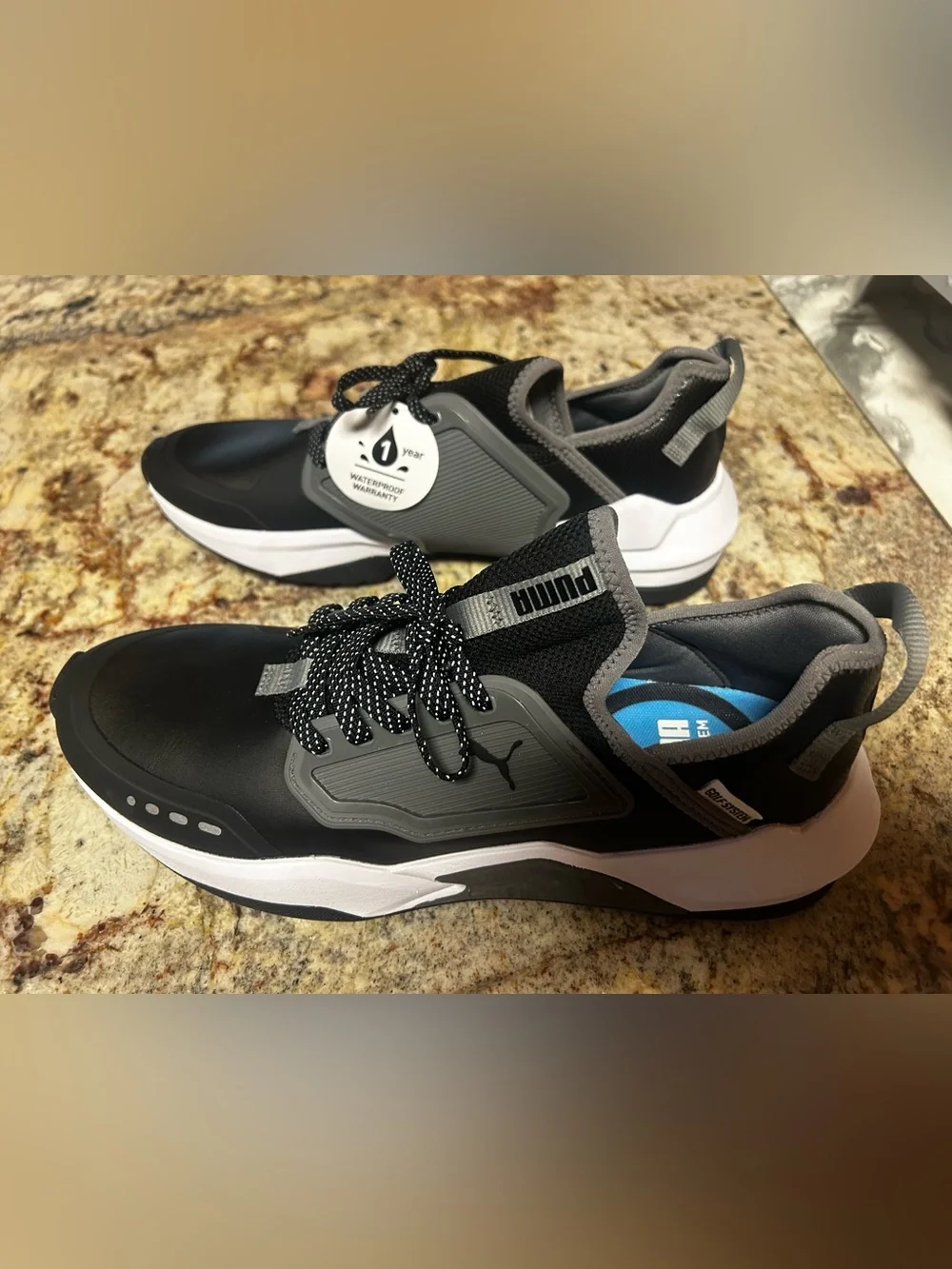 NWT Puma Golf System Waterproof Men 9 Black/Gray Low-Top Sneaker Athletic Shoes